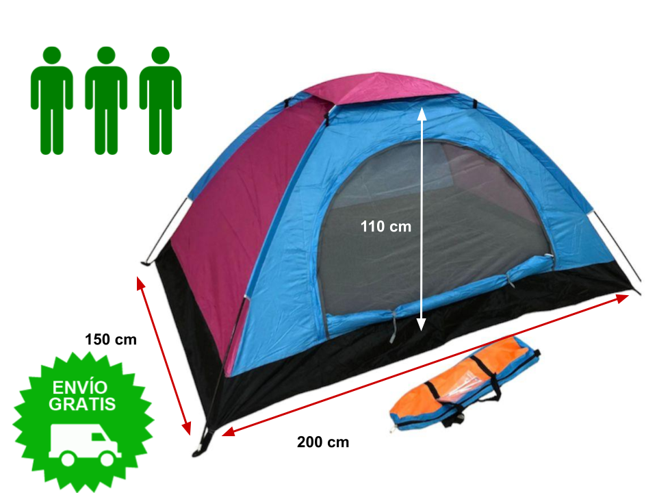 Carpa Camping 3 Personas Impermeable Con Mosquitero